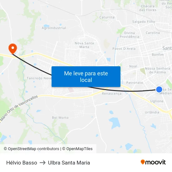 Hélvio Basso to Ulbra Santa Maria map