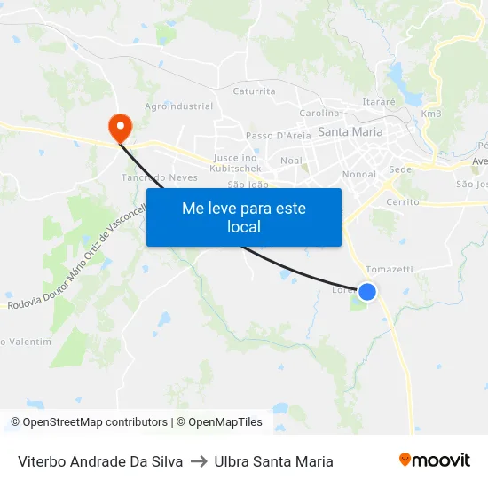 Viterbo Andrade Da Silva to Ulbra Santa Maria map