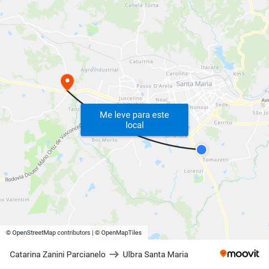 Catarina Zanini Parcianelo to Ulbra Santa Maria map