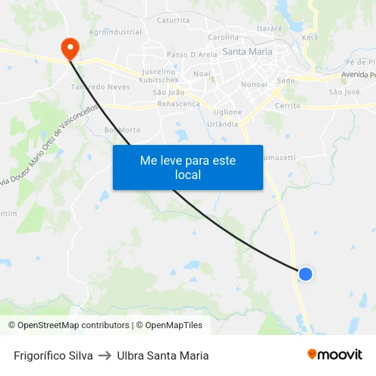 Frigorífico Silva to Ulbra Santa Maria map
