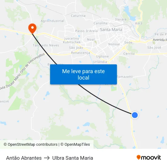 Antão Abrantes to Ulbra Santa Maria map
