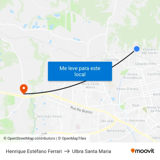 Henrique Estéfano Ferrari to Ulbra Santa Maria map