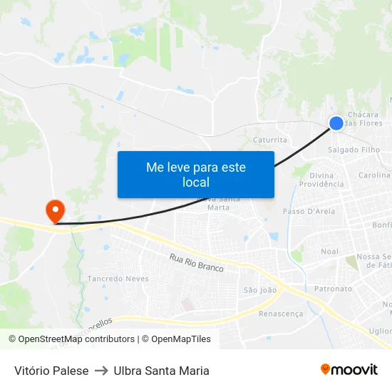 Vitório Palese to Ulbra Santa Maria map