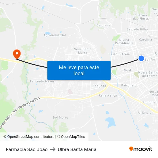 Farmácia São João to Ulbra Santa Maria map