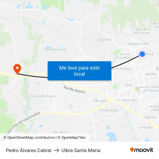 Pedro Álvares Cabral to Ulbra Santa Maria map