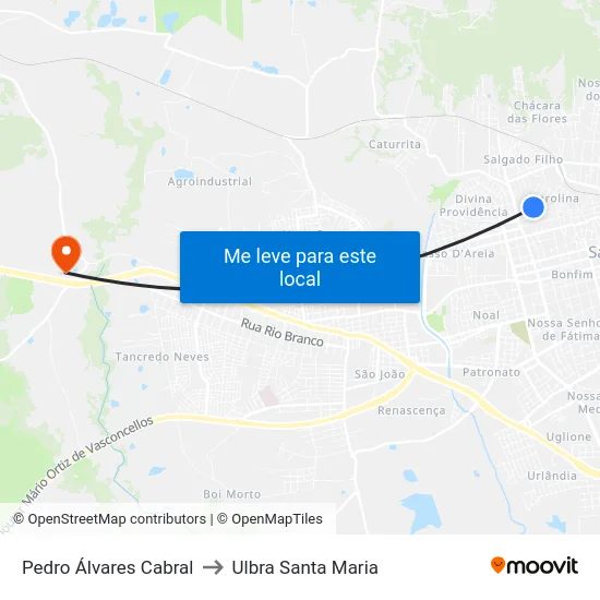 Pedro Álvares Cabral to Ulbra Santa Maria map
