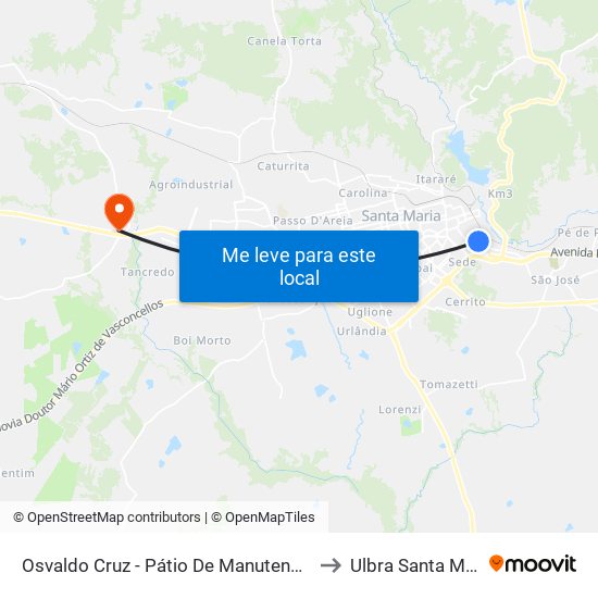 Osvaldo Cruz - Pátio De Manutenção All to Ulbra Santa Maria map