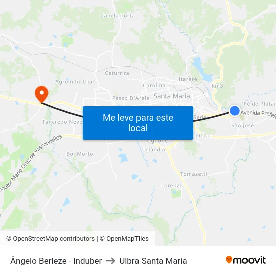 Ângelo Berleze - Induber to Ulbra Santa Maria map