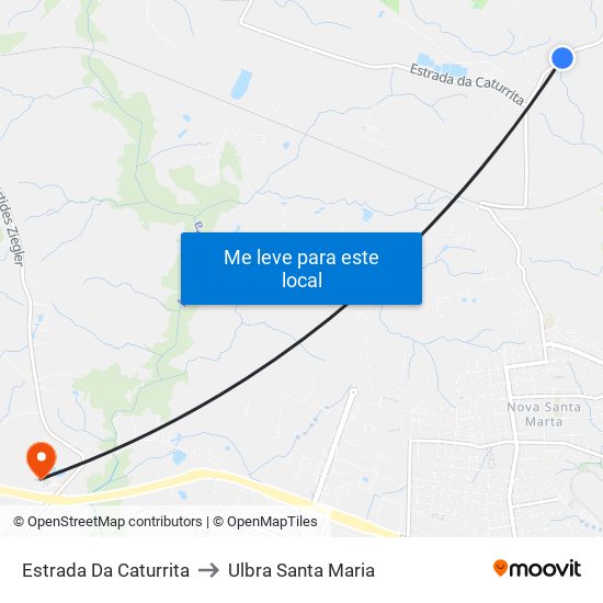 Estrada Da Caturrita to Ulbra Santa Maria map