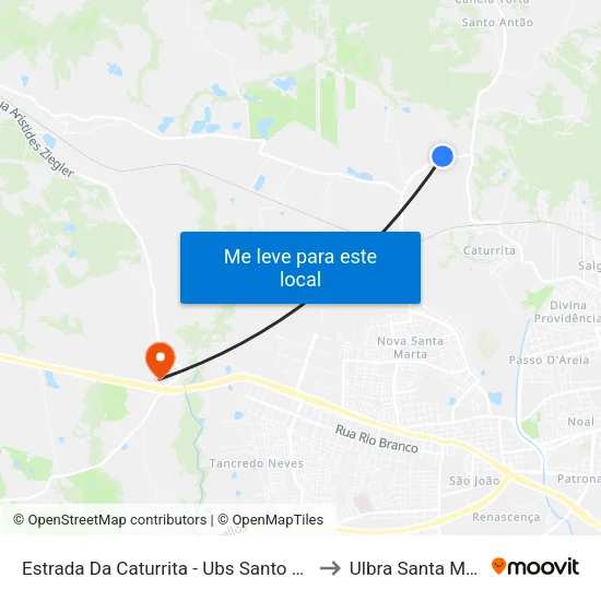 Estrada Da Caturrita - Ubs Santo Antão to Ulbra Santa Maria map