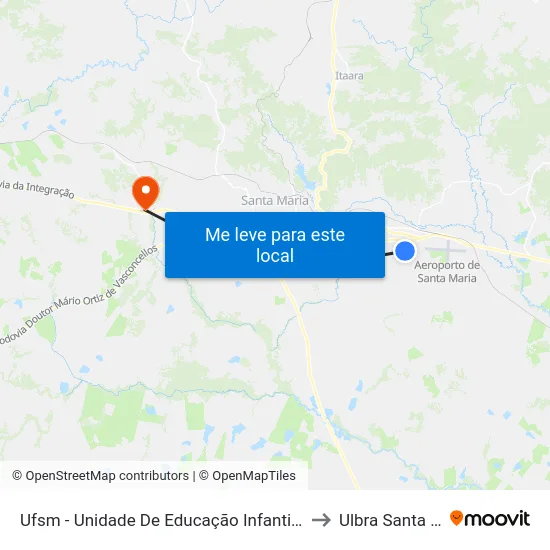 Ufsm - Unidade De Educação Infantil Ipê Amarelo to Ulbra Santa Maria map