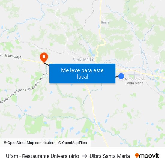Ufsm - Restaurante Universitário to Ulbra Santa Maria map