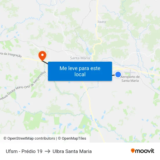 Ufsm - Prédio 19 to Ulbra Santa Maria map