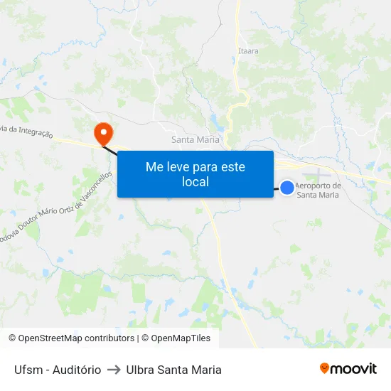 Ufsm - Auditório to Ulbra Santa Maria map