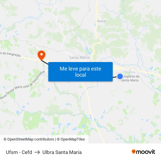 Ufsm - Cefd to Ulbra Santa Maria map