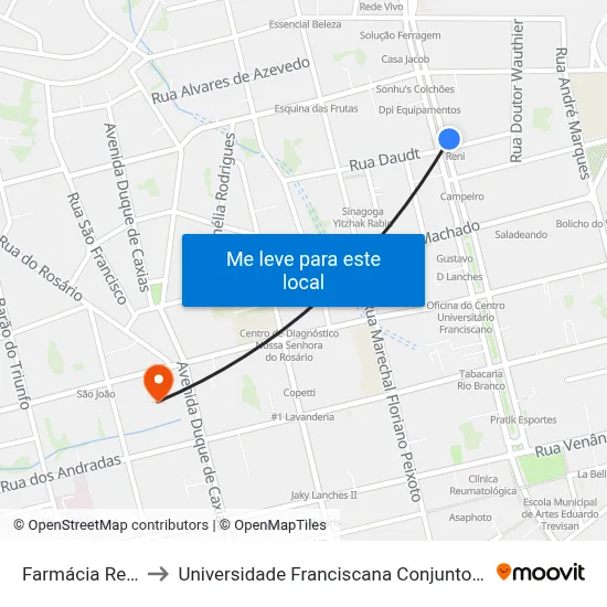 Farmácia Reni to Universidade Franciscana Conjunto III map