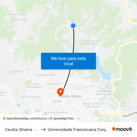 Cecília Silveira - Sítio to Universidade Franciscana Conjunto III map