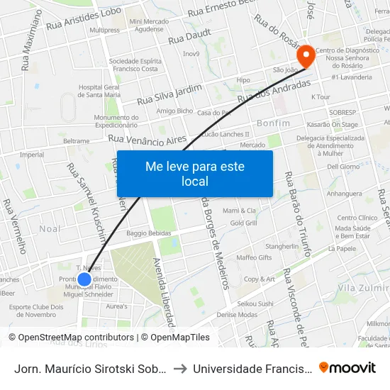 Jorn. Maurício Sirotski Sobrinho - Upa Patronato to Universidade Franciscana Conjunto III map