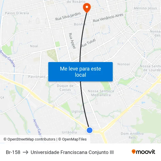 Br-158 to Universidade Franciscana Conjunto III map