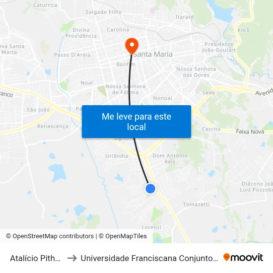 Atalício Pithan to Universidade Franciscana Conjunto III map