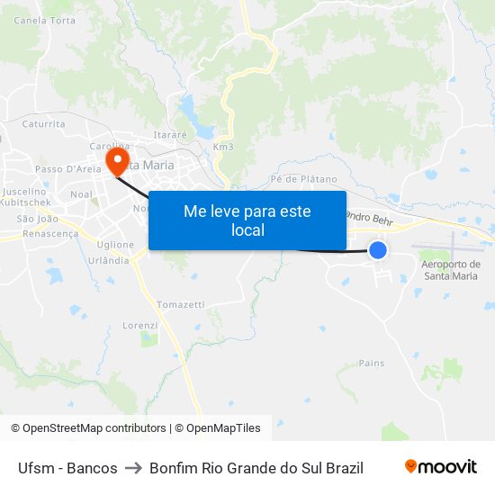 Ufsm - Bancos to Bonfim Rio Grande do Sul Brazil map