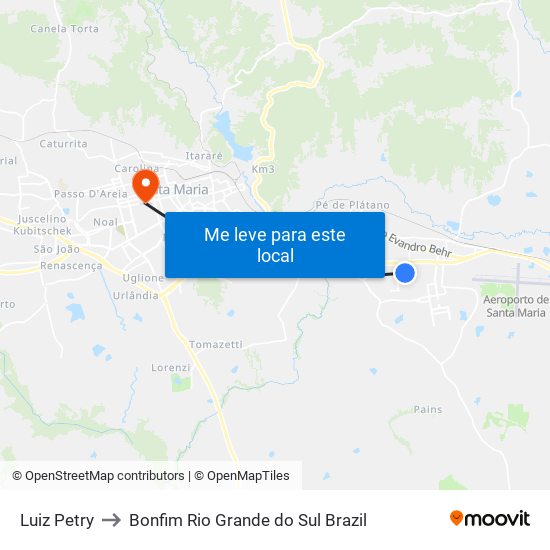 Luiz Petry to Bonfim Rio Grande do Sul Brazil map