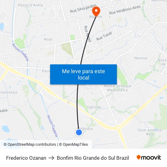 Frederico Ozanan to Bonfim Rio Grande do Sul Brazil map