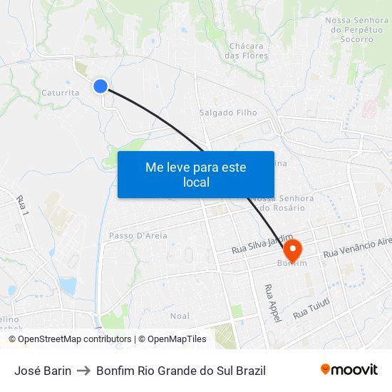 José Barin to Bonfim Rio Grande do Sul Brazil map