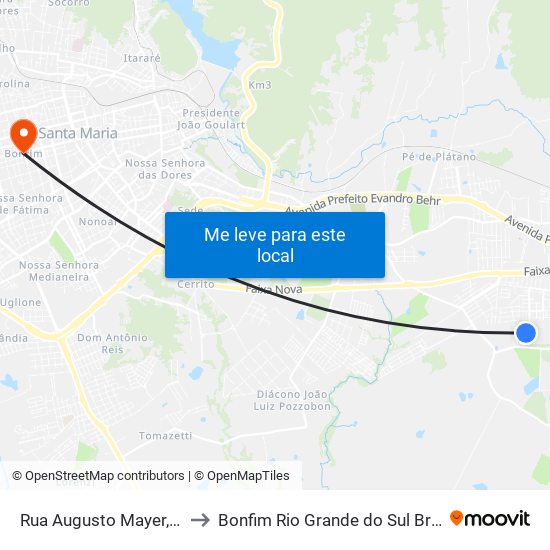 Rua Augusto Mayer, 66 to Bonfim Rio Grande do Sul Brazil map
