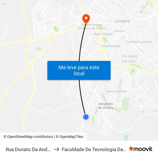 Rua Donato Da Andréia, 6435 to Faculdade De Tecnologia Da Unicamp - Ft map