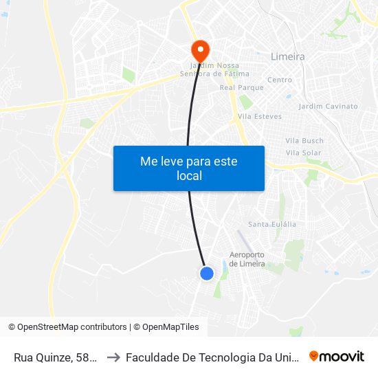 Rua Quinze, 583-629 to Faculdade De Tecnologia Da Unicamp - Ft map