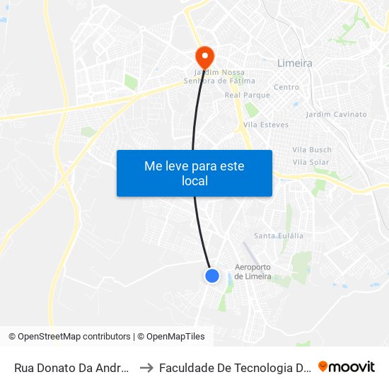 Rua Donato Da Andréia, 232-274 to Faculdade De Tecnologia Da Unicamp - Ft map