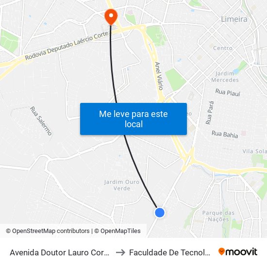 Avenida Doutor Lauro Corrêa Da Silva, 4103-4159 to Faculdade De Tecnologia Da Unicamp - Ft map