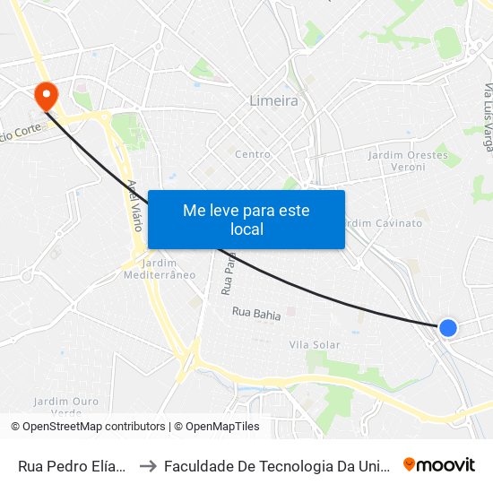 Rua Pedro Elías, 214 to Faculdade De Tecnologia Da Unicamp - Ft map