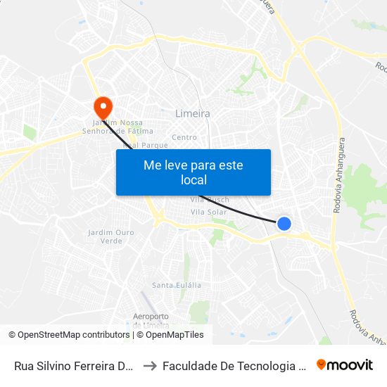 Rua Silvino Ferreira De Castro, 292 to Faculdade De Tecnologia Da Unicamp - Ft map