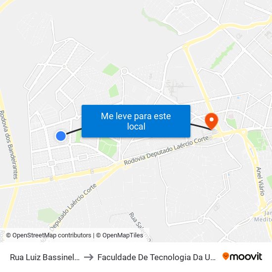 Rua Luiz Bassinello, 383 to Faculdade De Tecnologia Da Unicamp - Ft map