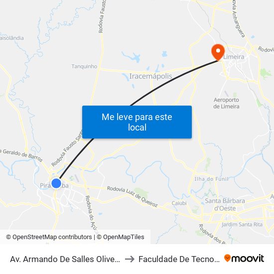 Av. Armando De Salles Oliveira - Conexão Cidade Jardim to Faculdade De Tecnologia Da Unicamp - Ft map