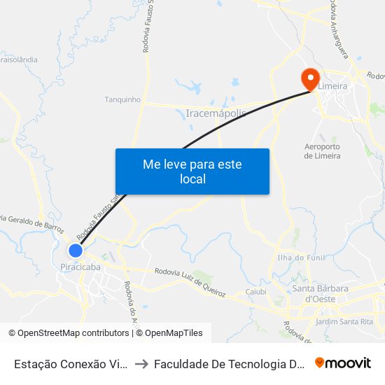 Estação Conexão Vila Rezende to Faculdade De Tecnologia Da Unicamp - Ft map