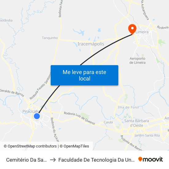 Cemitério Da Saudade to Faculdade De Tecnologia Da Unicamp - Ft map