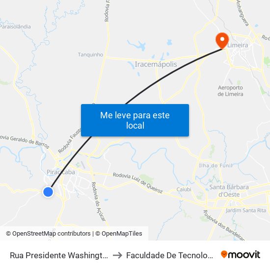 Rua Presidente Washington Luiz, Vila Cristina to Faculdade De Tecnologia Da Unicamp - Ft map