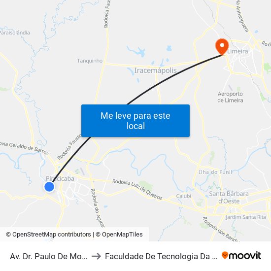 Av. Dr. Paulo De Moraes, 535 to Faculdade De Tecnologia Da Unicamp - Ft map