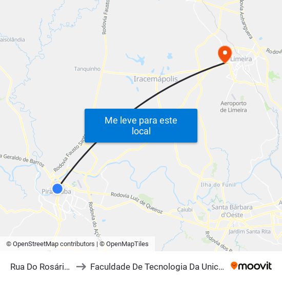 Rua Do Rosário, 62 to Faculdade De Tecnologia Da Unicamp - Ft map