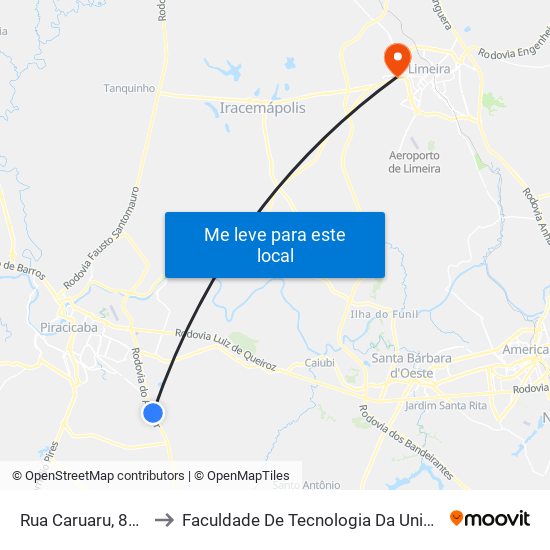 Rua Caruaru, 86-154 to Faculdade De Tecnologia Da Unicamp - Ft map