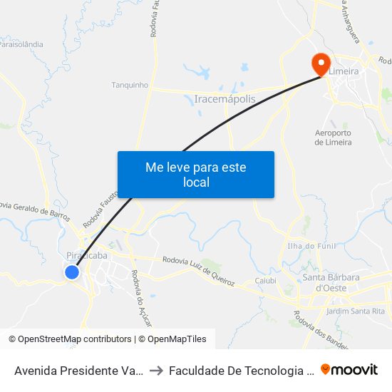 Avenida Presidente Vargas, 101-177 to Faculdade De Tecnologia Da Unicamp - Ft map