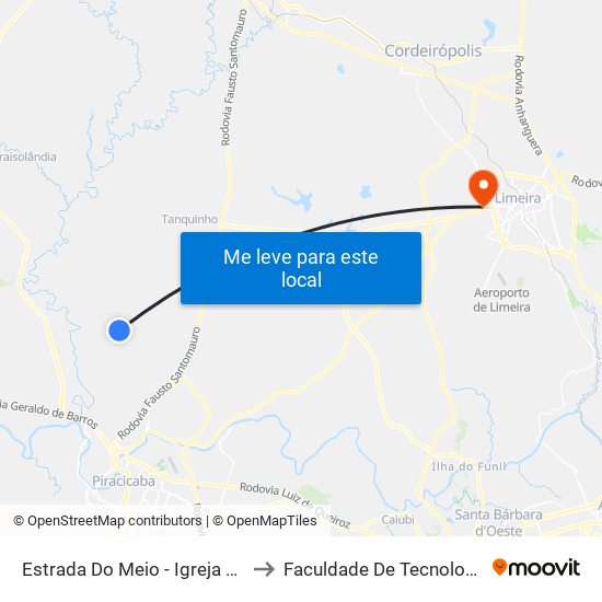 Estrada Do Meio - Igreja Católica De Godinhos to Faculdade De Tecnologia Da Unicamp - Ft map