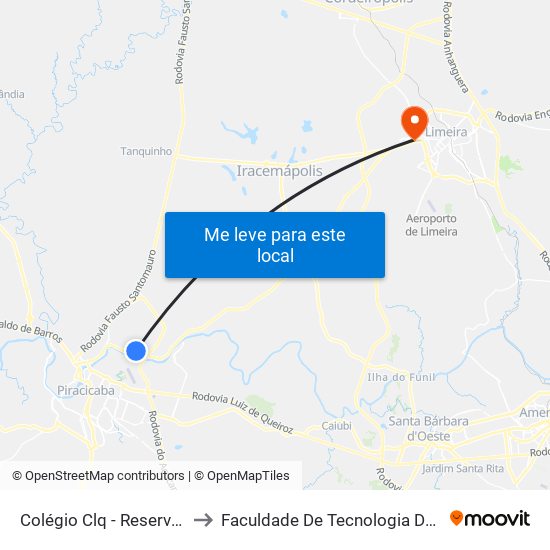 Colégio Clq - Reserva Jequitibá to Faculdade De Tecnologia Da Unicamp - Ft map