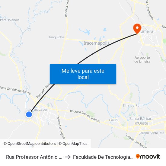 Rua Professor Antônio Ítalo Zanin, 265 to Faculdade De Tecnologia Da Unicamp - Ft map