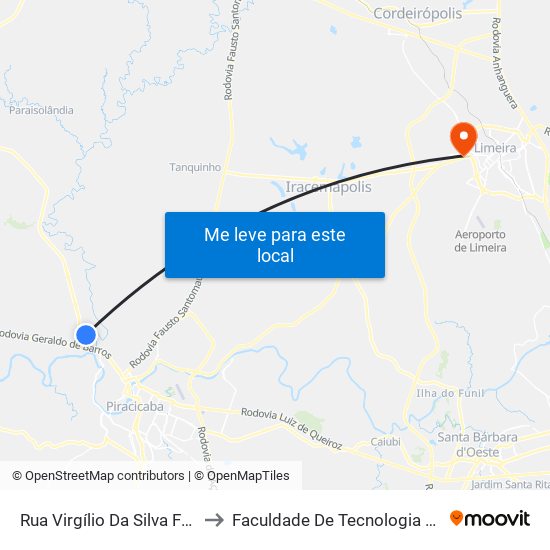 Rua Virgílio Da Silva Fagundes, 889 to Faculdade De Tecnologia Da Unicamp - Ft map