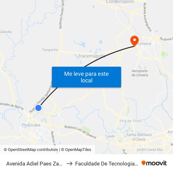 Avenida Adiel Paes Zamith, 728-1096 to Faculdade De Tecnologia Da Unicamp - Ft map