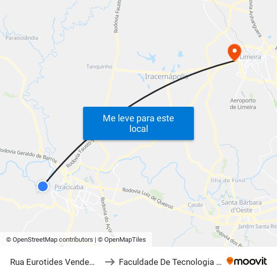 Rua Eurotides Vendemiatti, 100-160 to Faculdade De Tecnologia Da Unicamp - Ft map